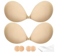 CIRLOSO Sticky Bra Push Up - Strapless Adhesive Bras,Invisible Backless Bra,Lift Support for Women (2 Pair), Nude+nude, 00