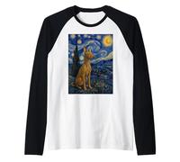 Cirneco dell'Etna Dog Van Gogh Starry Night Raglan Baseball Tee
