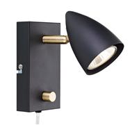 Ciro Reading Light with Plug - Matt Black