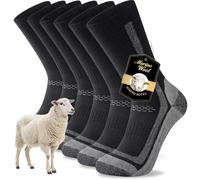 Cirorld Merino Wool Hiking Socks for Men Women Cushioned Anti Blister Wicking Walking Socks, Work Boot Crew Sock for Trekking Running Riding Cycling, Outdoor Sports 3 Pairs, Black 3-5