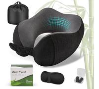 Cirorld Travel Pillow for Airplane, Neck Pillow for Travel, Memory Foam Travels Neck Pillow for Adults, Adjustable & Compact Flight Pillow, Ergonomic Neck Cushion, With Ear Plugs, Eye Mask, Carry Bag