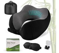 Cirorld Travel Pillow for Airplane, Neck Pillow for Travel, Memory Foam Travels Neck Pillow for Adults, Adjustable & Compact Flight Pillow, Ergonomic Neck Cushion, With Ear Plugs, Eye Mask, Carry Bag
