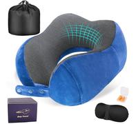 Cirorld Travel Pillow for Airplane, Neck Pillow for Travel, Memory Foam Travels Neck Pillow for Adults, Adjustable & Compact Flight Pillow, Ergonomic Neck Cushion, With Ear Plugs, Eye Mask, Carry Bag