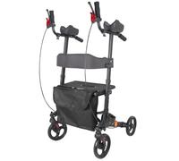 Cirraorive Elderly with Seat Upright Aid Forearm Support Folding with Bag Stable 20 cm Wheels for Smooth Movement Suitable for Seniors Park Paths Sidewalks Home, Black, Armrest Four-Wheel Walker