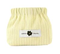 Cirraorive Small Makeup Pouch Mini Cosmetic Bag Corduroy Purse Organizer Self Closing Holder Portable Spring Closure Suitable for Dating Home Use, Beige
