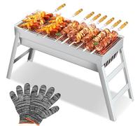 CIRULLI Portable Charcoal Grill Made of Stainless Steel - Compactor, Foldable BBQ Grill for Camping, Garden and Balcony, Outdoor Grill, Camping Grill (44 x 20 x 36 cm) Charcoal Grill