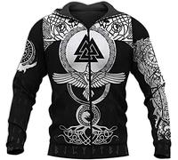 CIRVME Viking Hrungnir Valknut Hoodie, 3D Printed Vegvisir Rune Men's Norse Mythology Sweatshirt Fall Unisex Pullover Loose Sudadera Hombre