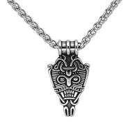 CIRVMP Novelty Nordic Viking Odin Mask Titanium Steel Pendant Necklace,Vintage Punk Unisex Amulet Pendant,Great Birthday Jewelry Gift for Family and Friends.