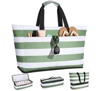 CIRYCASE Beach Bag with Cooler, 54L Extra Large Beach Bags for Women, Waterproof Summer Zipped Beach Tote Bag with Wet Compartment, Foldable Family Kid's Gym Travel Bags for Pool Shopping Gym Picnic