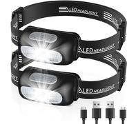 CIRYCASE Head Torch, Ultra-Light Rechargeable LED Headlamp with White Red Light, IPX4 Waterproof & 5 Modes Adjustable Hands Free Torches for Adults & Kids, 200 Lumen Headlight for Camping, Cycling