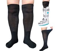 CIRZUEX 2 Pairs Walking Boot Socks Air Cam Walker Brace Fracture Boot Orthopedics Socks Cast Boot Replacement Sock Liner, 2 Pairs(black), One size