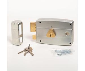 CISA Iron Door Lock to Apply 15057160279 - Galvanised Steel Lock with Cylinder and Pass-Through Handle Frame - Exterior Door Lock Entry 60 - Left Hand Apply