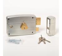 CISA - Lock for Iron Doors to Apply 15057160179 - Zinc Plated Steel Lock with Cylinder and Square Through Handle - External Gate Lock Entry 60 - Right Hand Apply