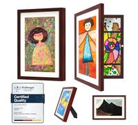 Ciscle Kids Art Frames, 2 Pack A4 Fillable Front Opening Photo Frames, Display Frames for Kids Artwork for 150 Pictures, Ideal for Children's Drawings, Kids Art Projects, School, Home (Mahogany)