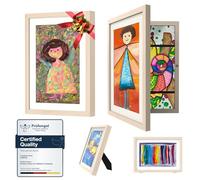 Ciscle Kids Art Frames, 2 Pack A4 Fillable Front Opening Photo Frames, Display Frames for Kids Artwork for 150 Pictures, Ideal for Children's Drawings, Kids Art Projects, School, Home or Office(Wood)