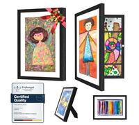 Ciscle Kids Art Frames, 2 Pack A4 Fillable Front Opening Photo Frames, Display Frames for Kids Artwork for 150 Pictures, Ideal for Children's Drawings, Kids Art Projects, School, Home or Office(Black)
