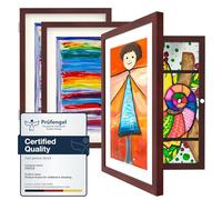 Ciscle Kids Art Frames, 3 Pack A4 Fillable Front Opening Photo Frames, Display Frames for Kids Artwork for 150 Pictures, Ideal for Children's Drawings, Kids Art Projects, School, Home(Mahogany)