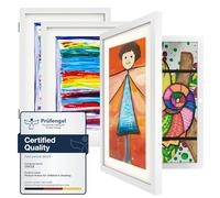 Ciscle Kids Art Frames, 3 Pack A4 Fillable Front Opening Photo Frames, Display Frames for Kids Artwork for 150 Pictures, Ideal for Children's Drawings, Kids Art Projects, School, Home or Office(White)