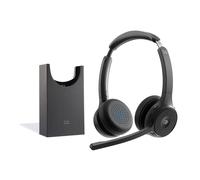 Cisco Headset 722, Wireless Dual On-Ear Bluetooth Headphones, Webex Button, USB-A HD Bluetooth Adapter, Soft Case, Charging Stand, Carbon Black, 1-Year Limited Liability Warranty (HS-WL-722-BUNAS-C)