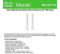 Cisco Meraki Dual-Band Omni Antenna (4/7 dBi) for MR66 & MR72 access points, 2-Pack Antenna Kit