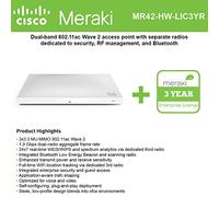 Cisco Meraki MR42 Cloud-Mng'd Wless AP + 3yr of Enterprise License and Support