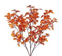CISDUEO 3 Pcs Artificial Fall Leaves with Stems Artificial Maple Leaves Branches Autumn Faux Leaf for Thanksgiving Home Indoor Outdoor Kitchen Festival Autumns Table Centerpieces Decoration Orange