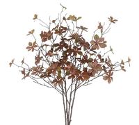 CISDUEO 4 Pcs Artificial Fall Leaves Stem Plants Fall Floral Stems Fake Leaves Silk Faux Fall Greenery Branches Brown with Long Stem for Vases Farmhouse Thanksgiving Autumn Centerpiece Halloween Decor