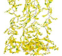 CISDUEO 4Pcs Artificial Flowers Vine Silk Flower Garland Spring Yellow Flowers Artificial Jasmine Vines for Decoration Fake Flower Vine Hanging Ivy for Wall Party Wedding Arch Home Indoor Outdoor