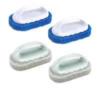 CiShow 4pcs Bathtub Tile Cleaning Sponge Brush Abrasive Pads Scourers Quick Clean Heavy Duty Griddle Pad BBQ Grill Cleaner Brush, for Kitchen Bathroom Floor Wall Sink Cleaning, with Handle