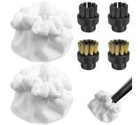 CiShow 6 Pcs Steam Cleaner Accessories Compatible with Dupray, Steam Cleaner Round Brushes, Black Copper Brush, Fabric Cover for Triangular Brush,Steam Mop Pads, Steam Cleaner Microfiber Cloths Cover