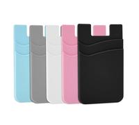 CISID Cell Phone Wallet Creidt Card Holder Stick on Compatible for All Smartphones, Black,White,Grey,Pink,Dark Blue,Blue, Silicone Double Pocket Phone Card Holder