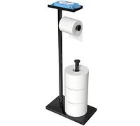 CISILY Black Toilet Paper Holder Stand with Phone Shelf, Bathroom Toliet Decor Decoration. Tissue Paper Roll Holder Free Standing Storage, Rv Accessories, Apartment Restroom Household Home Essentials