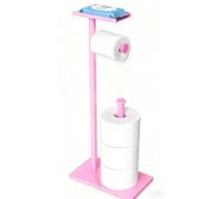 CISILY Pink Toilet Paper Holder Stand with Phone Shelf, Bathroom Toliet Decor Decoration. Tissue Paper Roll Holder Free Standing Storage Decor Accesories