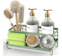 Cisily Sage Green Sponge Holder for Kitchen, Sink Caddy Sink Organizer Rack for Kitchen Accessories with Drip Tray, Rustproof and Non-slip, Soap Dispenser Countertop Organizer Essentials for New Home