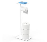 CISILY White Toilet Paper Holder Stand with Phone Shelf, Bathroom Toliet Decor Decoration. Tissue Paper Roll Holder Free Standing Storage, Rv Accessories, Apartment Restroom Household Home Essentials