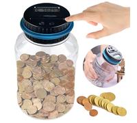 Cisixin 1.8L Digital Coin Bank, Coin Counting Jar with LCD Display, Saving Money Box UK Coins, for Kids and Adult Piggy Bank(Transparent)