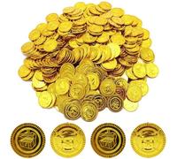 Cisixin 100 Pcs Pirate Gold Coins, Pirate Treasure Coins Set, for Party Birthday Christmas Halloween Game Props