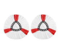 Cisixin 2 Pcs Mop Heads, Spin Mop Replacement, Microfibre Triangle Swivel Mops, Compatible with Vileda, Machine Washable(White + Red)