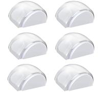 Cisixin 6 Pack Door Stopper, Mounted Half Moon Door Stop, Wall Protector, Transparent, Self Adhesive, for Hard Floor Glass Door