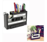 Cisixin Desk Tidy Retro Cassette Tape Dispenser Pencil Holder Pen Container Organize Your Desk Office Suppliers Student Stationary Great (Black)
