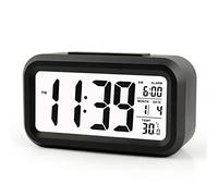 Cisixin Digital LCD Snooze Alarm Clock + Sensor Light + White LED Backlight (Black)