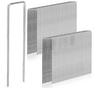Cisixin Garden Pegs, 50 Packs/U-Shaped Ground Stakes, for Weed Control, Anchor Securing Pegs, Landscape Staples