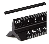 Cisixin Metal Scale Ruler, 30cm Length Aluminium, Triangular Ruler for Architects, Students, Draftsman(Black)