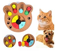 Cisixin Pet Intelligence Toy IQ Interactive Fun Hide and Seek Food Treated Train Dispensing Puzzle Wooden Toy for small or medium Dog Cat (Paw)
