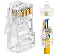Cisixin RJ45 Connector, 100 Pack CAT6 RJ45 Plugs, Cable Solid Crystal Head, Network Plug Connector(Transparent)