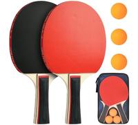 Cisixin Table Tennis Set, 2 Table Tennis Bats, 3 Balls, table Tennis Racket Set, with Carry Bag
