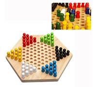 Cisixin Traditional Hexagon Chinese Checkers Desktop Games Correct Regulation Size Family/Travel Board Games,Star Shape,Wooden