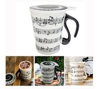 Cisixin Unique Ceramic Coffee Cups with Lid Staves Music Notes