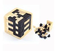 Cisixin Wooden Brain Teaser Puzzle 3D T-shaped Tetris Blocks Geometric Intellectual Jigsaw Educational Toy for Kids and Adults