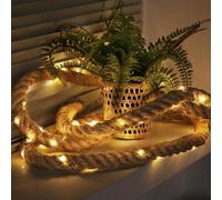 Ciskotu Fairy Rope LED Lights, 60 LEDs String Light Warm White, Waterproof Summer Decoration Sea Christmas Lighting for Decoration Outdoor Garden Patio Balcony 3m (30mm Thick Beige Cotton Rope) 4